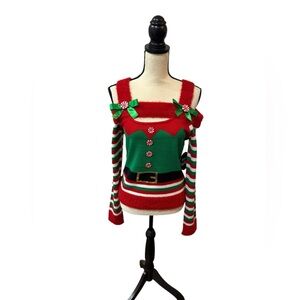 Off Shoulder Christmas Holiday Sweater - Large NEW - NWT